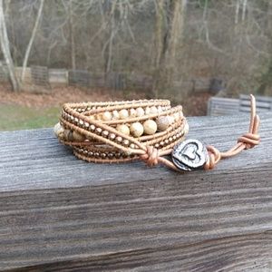 Leather Wrap Beaded Bracelet